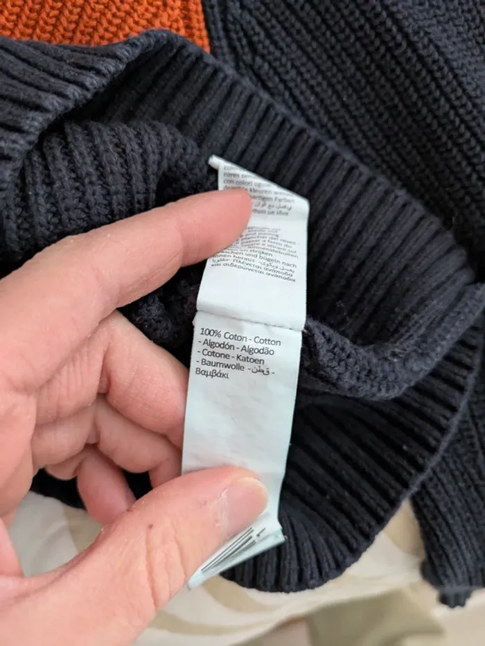 Pull Col Camionneur Zippé Gris et Orange Orchestra - Taille 6 Ans (116 cm) - photo numéro 4