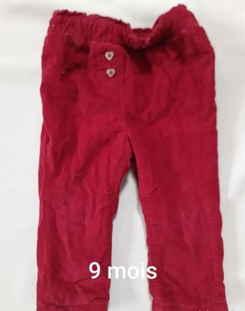 Pantalon en velours fille rouge bordeaux - Tape à l'Œil - 9 mois