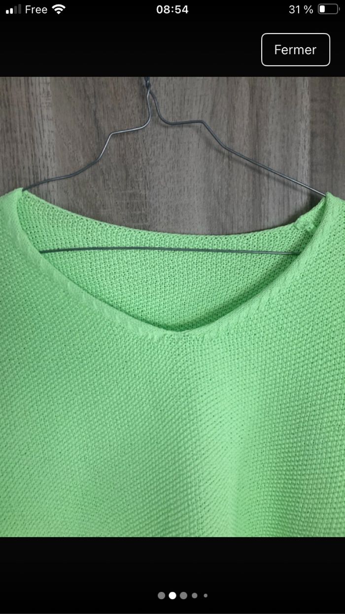 Pull vert pomme neuf - photo numéro 2