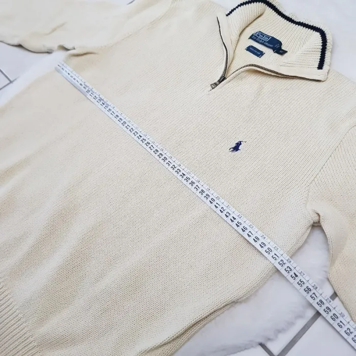 Pull Camionneur half demi zip Ralph Lauren M Beige - photo numéro 10