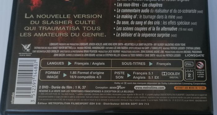 Dvd Meurtres à la St valentin 3D avec lunette 3D incluses. - photo numéro 6
