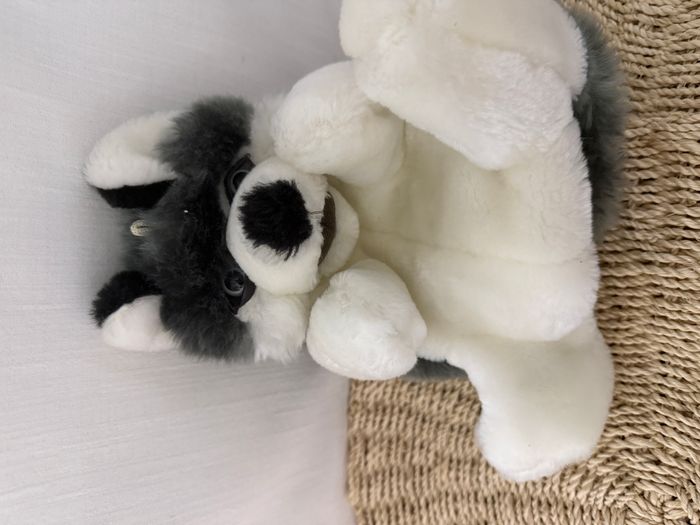 Doudou marionnette chien loup gris blanc - photo numéro 3