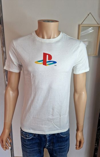 Playstation T-shirt Blanc Ajusté Homme XS Pop Culture