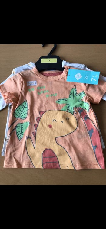 Lot 2 tee shirt fille tex baby 60 cm 3 mois 