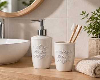 🛁 Duo de Bain "Épure" – Céramique Blanche & Chrome