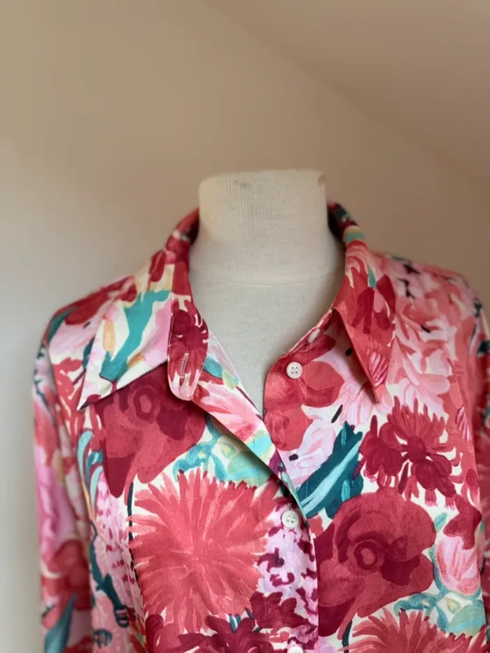 Superbe chemise blouse fleurie fluide neuve H&M tres ample 🌸 42 XL 44 XXL - photo numéro 3