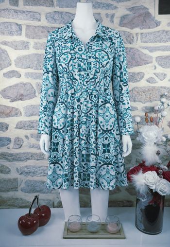 Robe chemise bohème verte et blanche Femme taille 54 marque Missguided 🌺