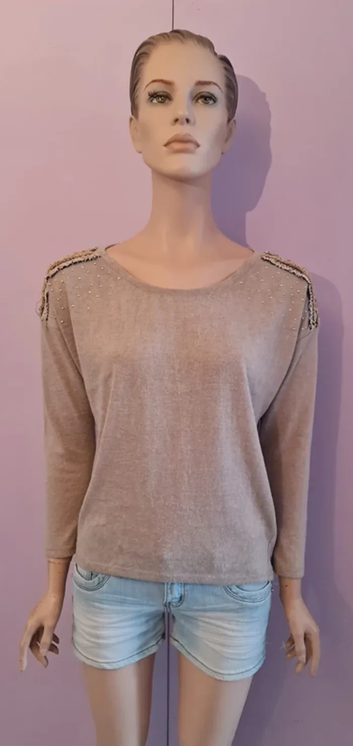 Pull fin femme beige