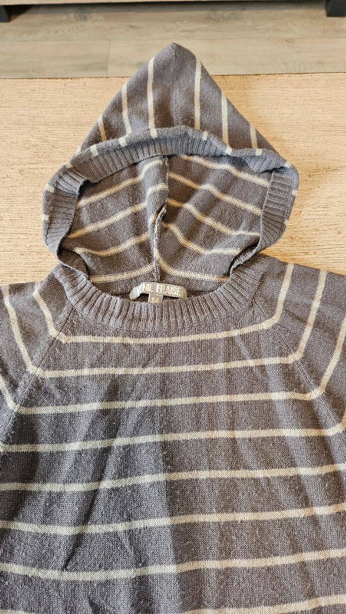 Robe courte / tunique grise lignée beige, à caouche, Vynil Fraise, 6 ans - photo numéro 7