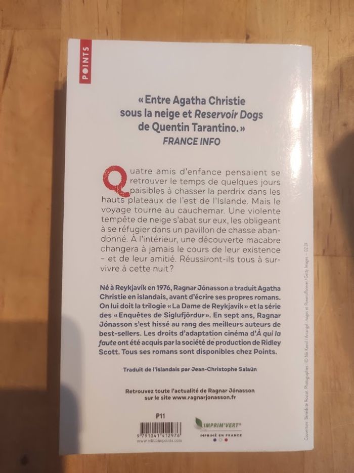 A qui la faute Ragnar Jonasson Points 2024 - photo numéro 3