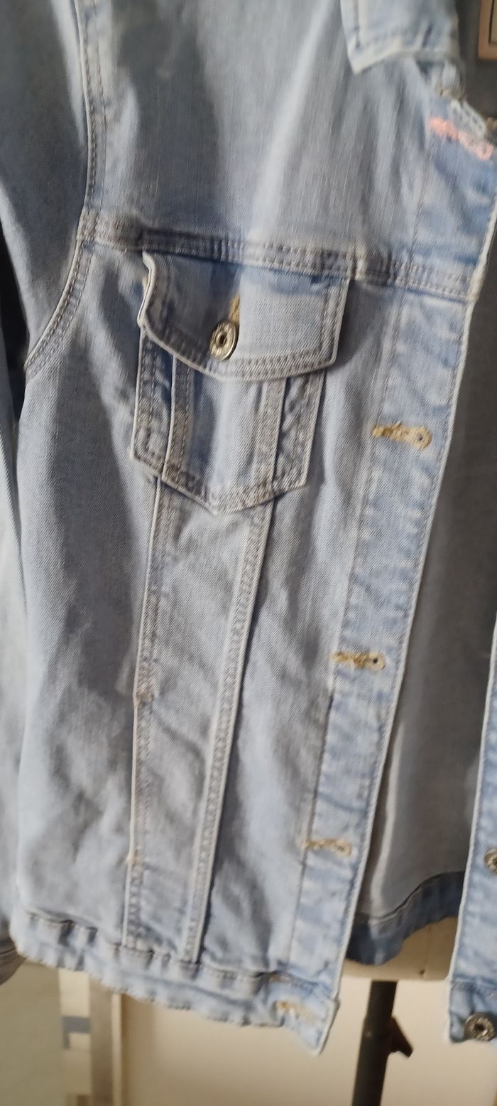 Très jolie veste jeans fille T 158cm - photo numéro 3