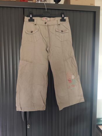 Pantalon large 12 ans beige shiny compagny réglable a la taille 