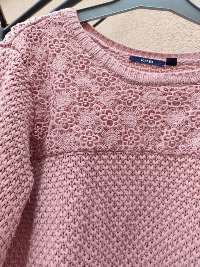 Petit pull en maille et dentelle L - photo numéro 2