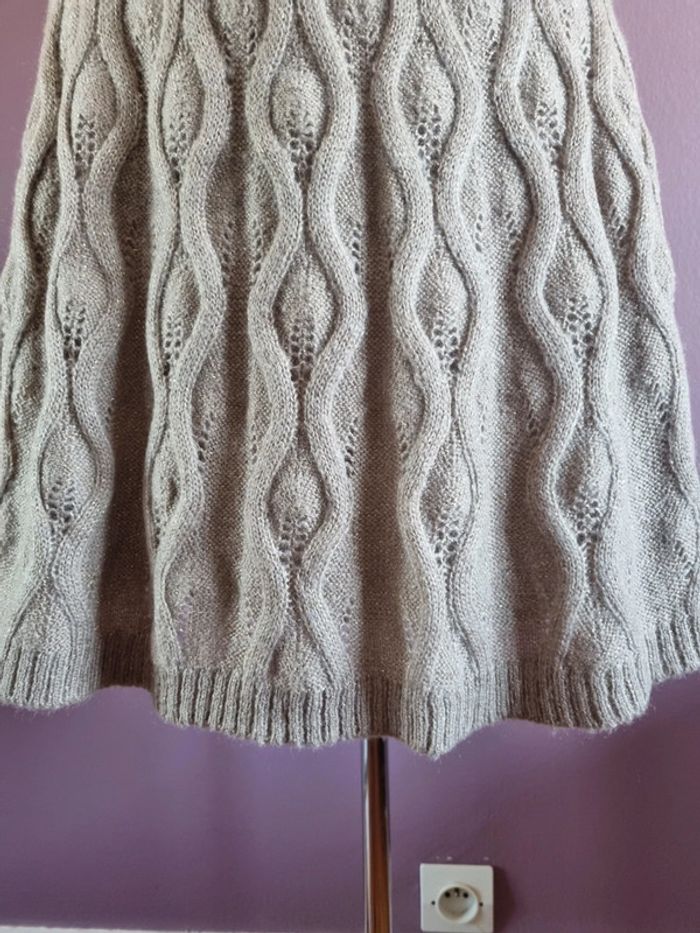 Jupe trapèze mohair en maille beige - photo numéro 3
