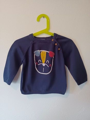 Pull bleu marine imprimé Mots d'enfants 18 mois