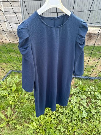 Robe Courte / Tunique Longue Bleu Marine Kiabi Taille L (42-44) - Manches Bouffantes