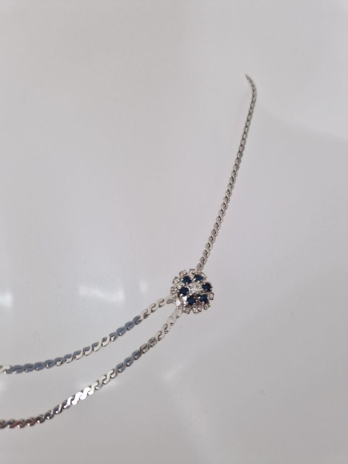 Collier argenté avec pierres couleur saphir - photo numéro 4