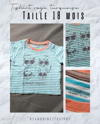 T-shirt rayé turquoise