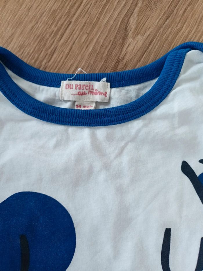 T-shirt blanc et bleu 24 mois - photo numéro 2