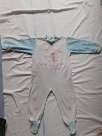 Babygros bleu clair motif fleurs et fée