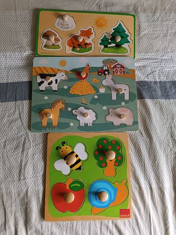 Lot 3 puzzle en bois