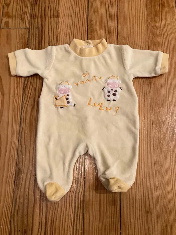 Pyjama velours naissance jaune