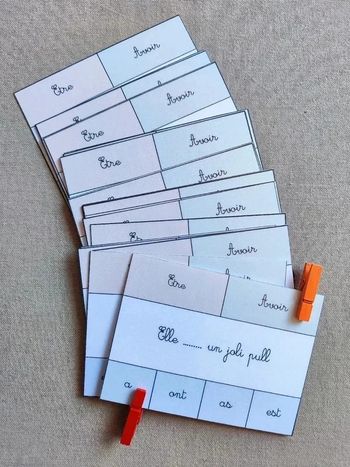 32 cartes à pinces être et avoir au présent