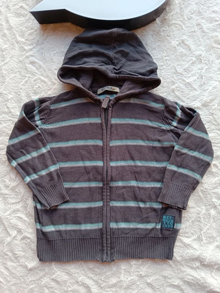 Gilet fin zippé avec capuche Garçon 2 ans Tao 100% coton - photo numéro 2