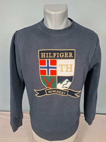 Sweat col rond / crewneck tommy hilfiger homme bleu foncé / taille M full broderie (472)