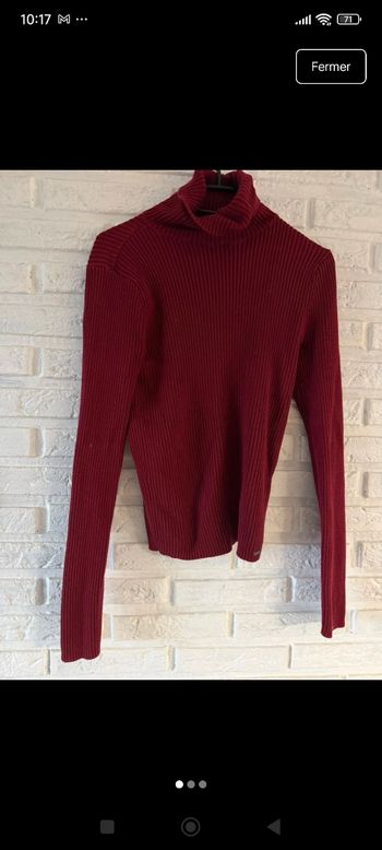 Pull col roulé bordeau L Hollister 