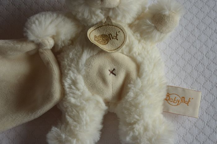 DOUDOU OURS BLANC AVEC SON DOUDOU ** BABY NAT' ** 1576 - photo numéro 3
