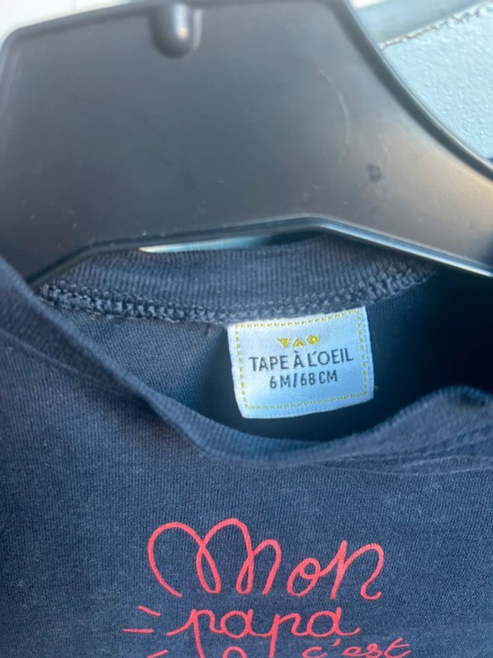 Tee shirt manches longues bleu marine , 6 mois , tape à l’œil - photo numéro 3