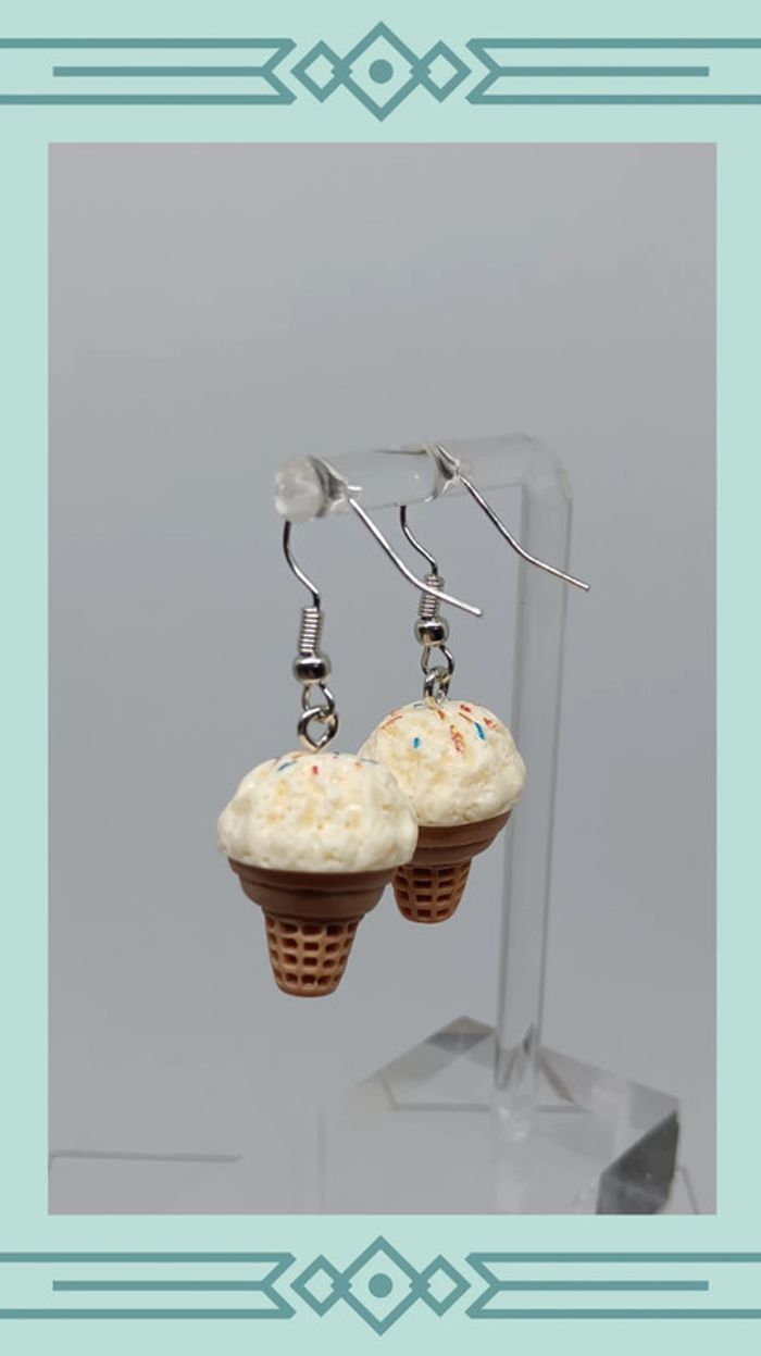 🍄 boucles d'oreilles cornet de glace - photo numéro 4