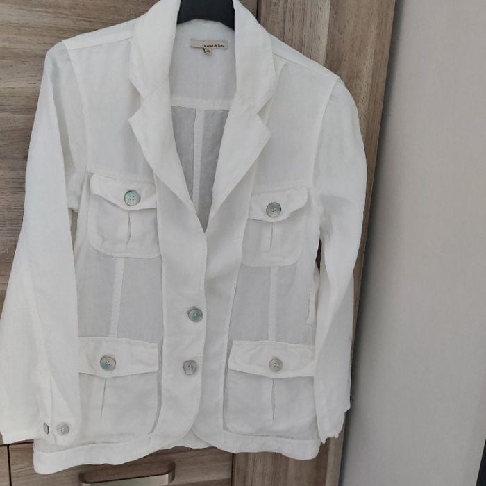 Veste saharienne blanche lin