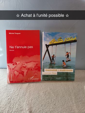 Lot de 2 livres - Ne t'ennuie pas - Michel Treguer - American Boys - Khashayar Khabushani