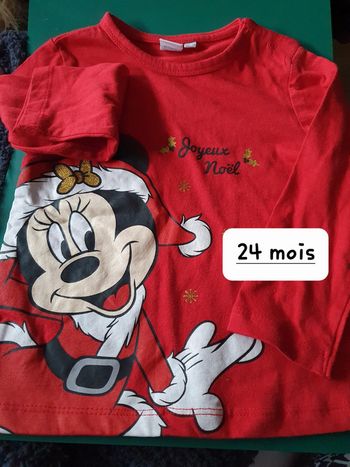 Tee shirt minnie noel manches longues 12 mis