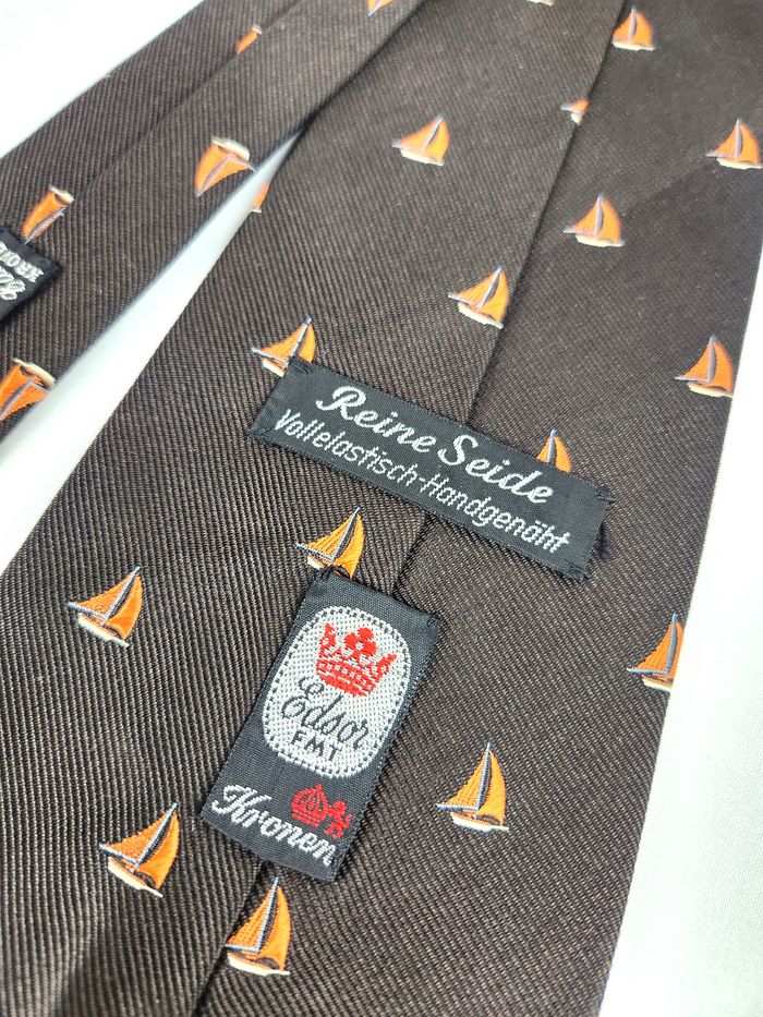Cravate Edsor Kronen Vintage - 100% Soie - Motif Bateaux - photo numéro 6