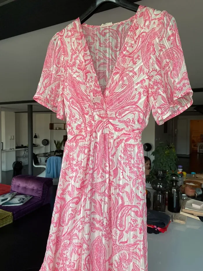 Robe longue rose e beige - photo numéro 4