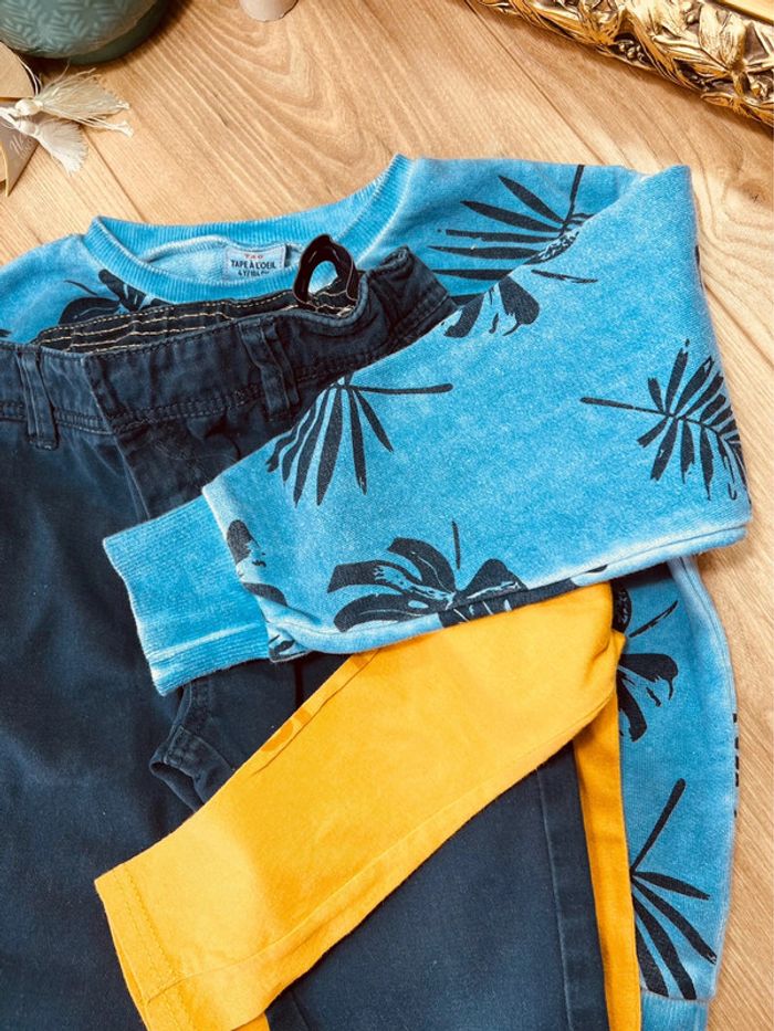 Taille 4 ans ensemble 3 pièces garçon TAO Kiabi bleu et moutarde * home * 💙 - photo numéro 9