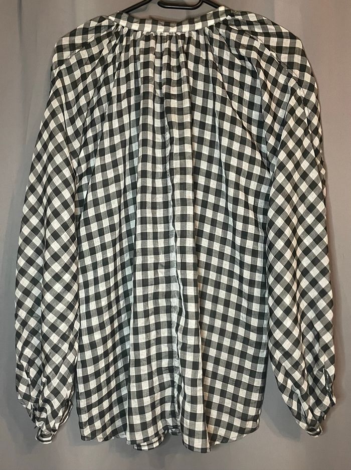 Chemise à carreaux noire et blanche manches longues - photo numéro 3
