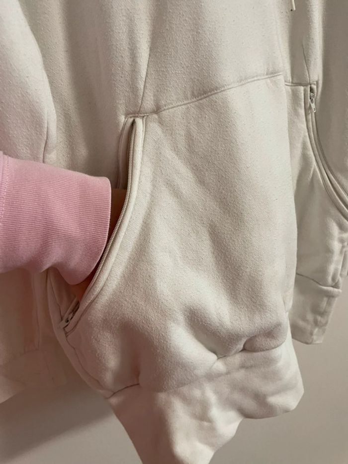 Sweat long Adidas crème poche kangourou - photo numéro 3