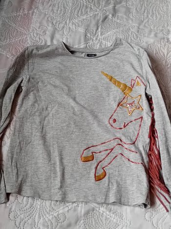 Tee-shirt licorne paillettes et sequins gris fille 10 ans kiabi