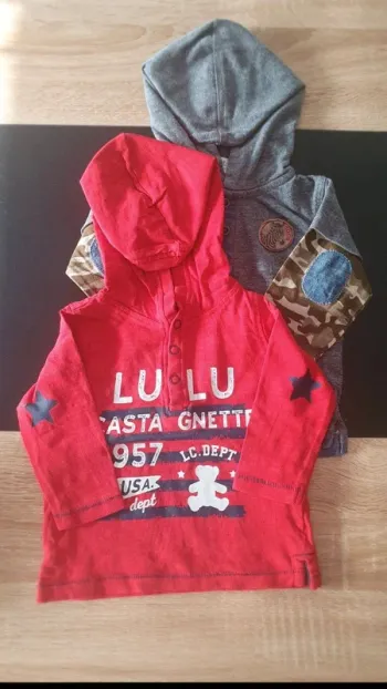 Lot de 2 tee-shirts à capuche 3 mois
