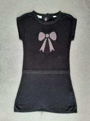 Robe pull manches courtes Okaïdi 4 ans noire motif noeud gris