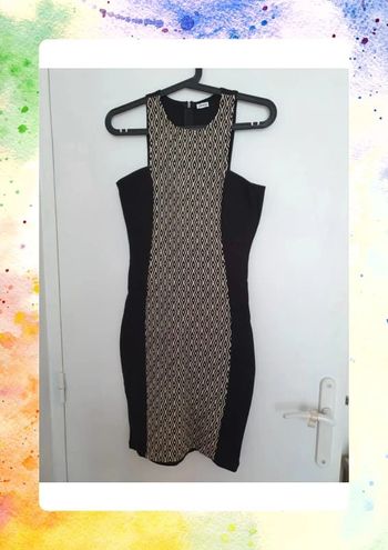 Robe noire beige motif moulante pimkie taille S 36