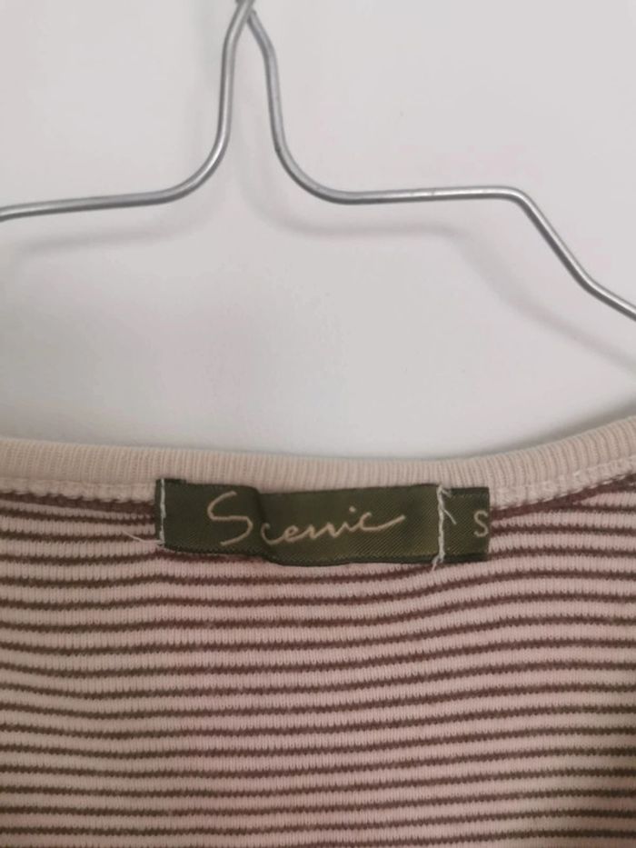 T-shirt rayé beige et marron Scenic - photo numéro 4