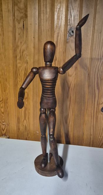 Mannequin d’artiste ancien en bois articulé  h54 cm buste mobile
