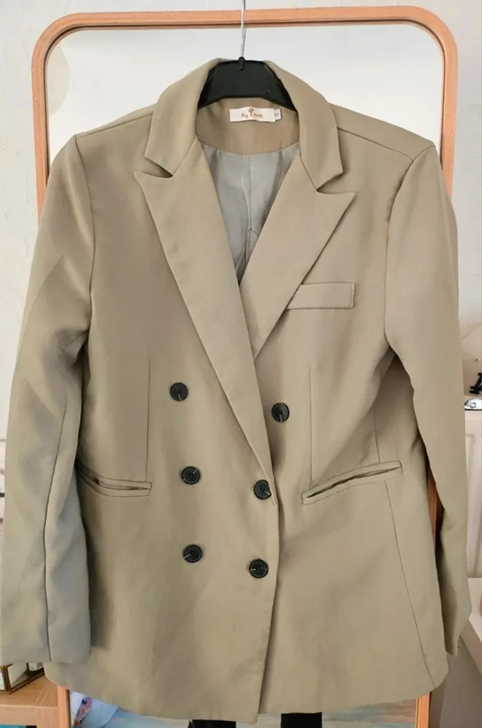 Veste tailleur oversize vert kaki taille m neuve sans étiquette - photo numéro 3