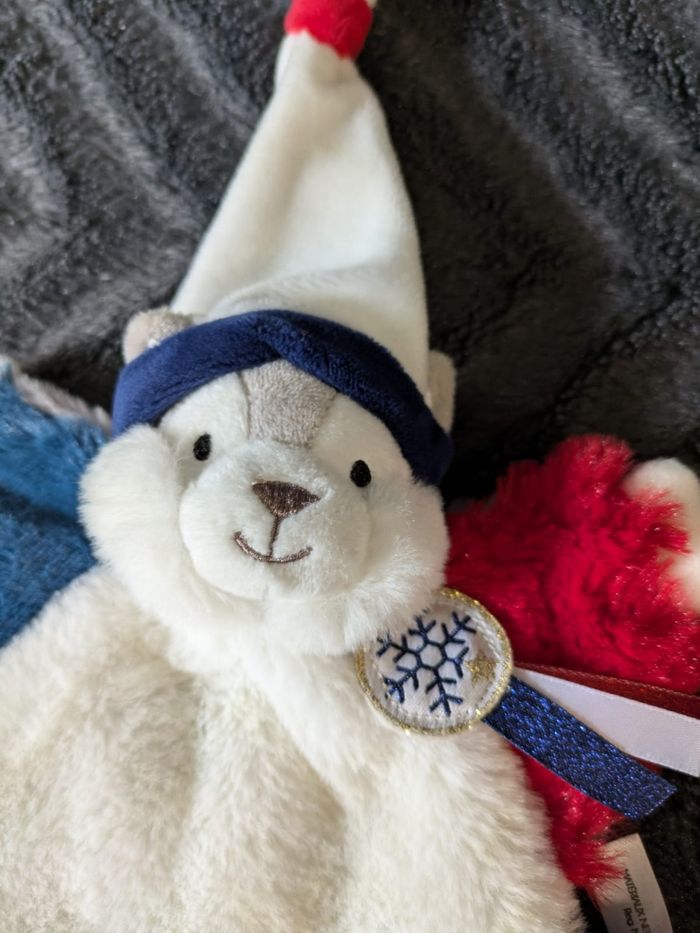 Doudou chien plat bleu blanc rouge Histoire d'Ours - photo numéro 2