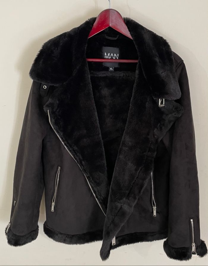 Veste Simili Daim à l’aspect Velouté Noir Homme Taille XL /42 Boohoo MAN - photo numéro 3